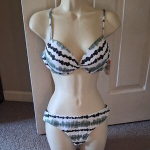 Black White green Bikini Set